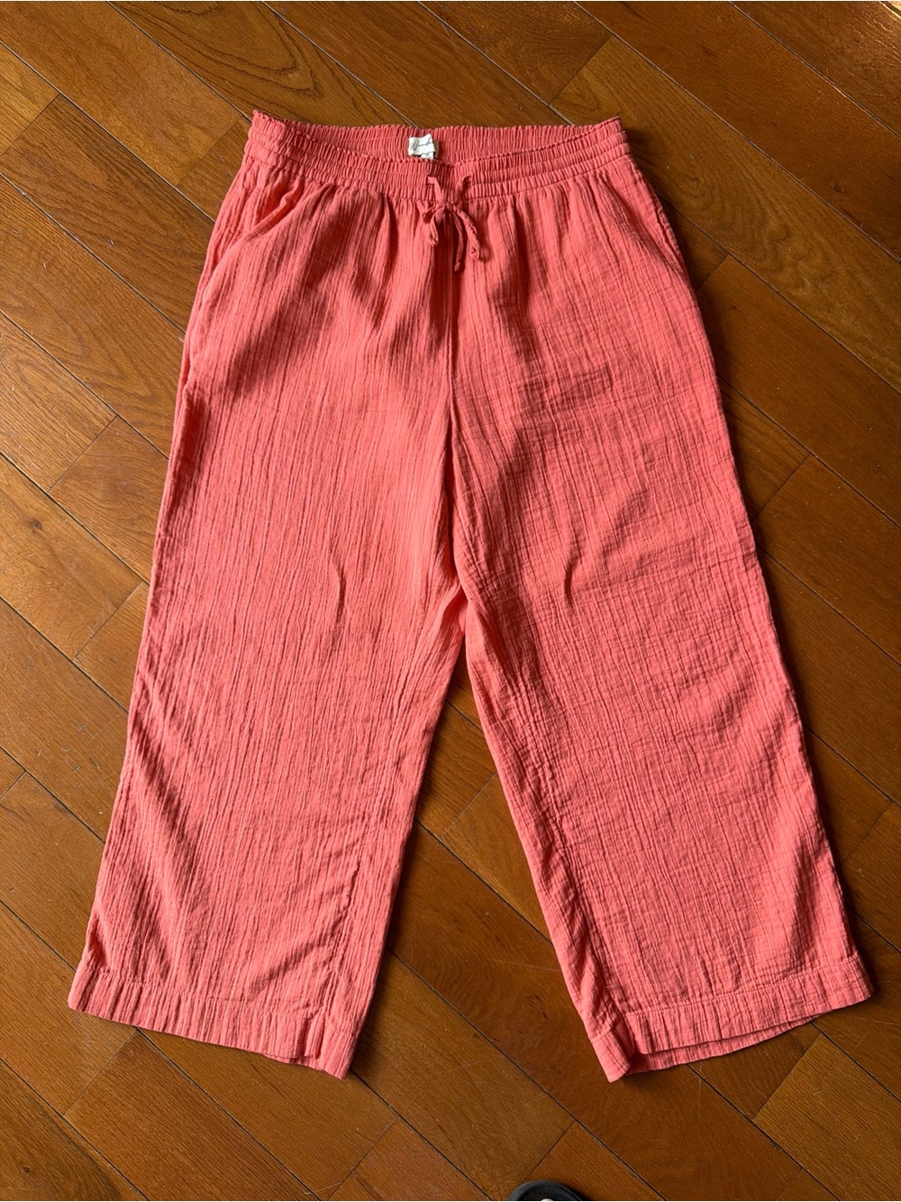 Wonderly Textured Gauze Wide Leg Pants Coral M